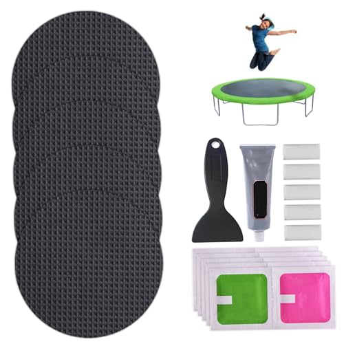 Peosaard Trampolin -Patch -Reparatur -Kit, Reparaturlöcher oder -Rissen in Einer Trampolinmatte, 17 -pcs -Ersatzpatches Rechteckige Reparaturflecken mit Flecken, Kleber, Schaber, trockene Nasswipes von Peosaard