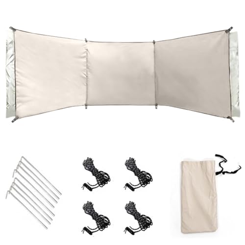 Peosaard Windschirm 98x28in Faltbarer Windblocker 210d Silberbeschichtung Camping -Windschutzbreaks mit TROMNET 3 Panel Windschirm für Outdoor Beach Rasen, Windschutz von Peosaard