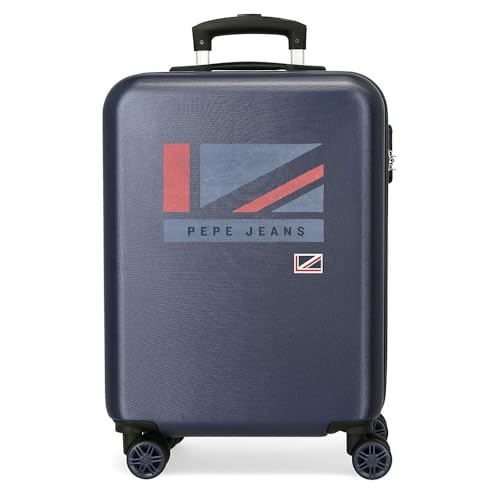 Pepe Jeans Aidan Kabinentrolley, blau, 38 x 55 x 20 cm, Hartplastik, seitlicher Kombinationsverschluss, 34, 2,74 kg, 4 Räder, Handgepäck von Pepe Jeans