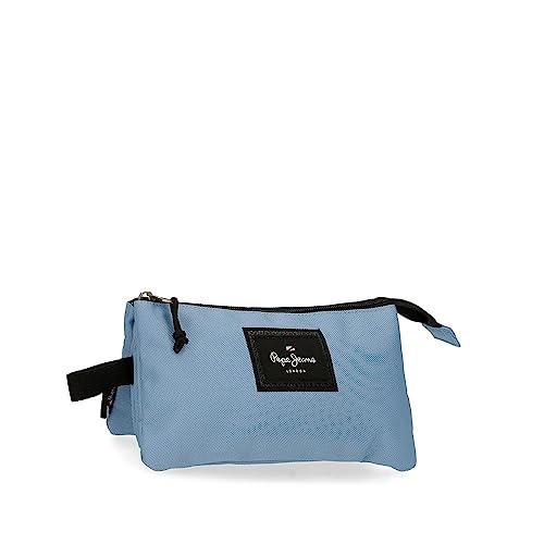 Pepe Jeans Aris Federmäppchen, dreifach, Blau, 22 x 12 x 5 cm, Polyester, blau, Talla única, Dreifach-Etui von Pepe Jeans