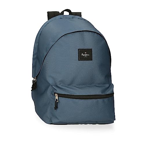 Pepe Jeans Aris Laptop-Rucksack, Doppelfach, 31 x 44 x 15 cm, Polyester, 20,46 l, blau, Talla única, Laptoprucksack mit doppeltem Fach von Pepe Jeans