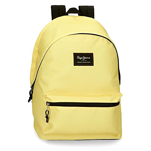 Pepe Jeans Aris Rucksack für Laptop, Doppelfach, 15,6 Zoll, Gelb, 31 x 44 x 15 cm, Polyester, 20,46 l, gelb, Laptop-Rucksack mit Zwei Fächern von Pepe Jeans