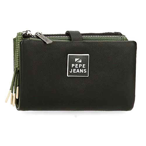 Pepe Jeans BEA Geldbörse mit Kartenhalter, Schwarz, 14,5 x 9 x 2 cm, Kunstleder, Schwarz , Cartera con Tarjetero, Brieftasche mit Kartenfach von Pepe Jeans