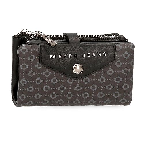 Pepe Jeans Bethany Geldbörse mit Kartenfach, Schwarz, 14,5 x 9 x 2 cm Kunstleder, Schwarz, Talla única, Brieftasche mit Kartenhalter von Pepe Jeans