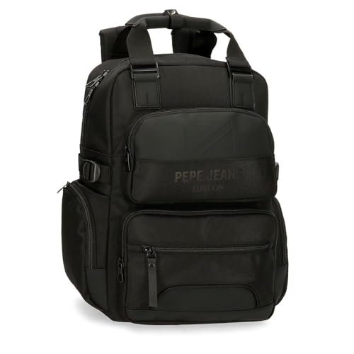 Pepe Jeans Bromley Laptop-Rucksack, Schwarz, 28 x 40 x 16 cm, Polyester, 17,92 l, Schwarz, Talla única, laptoprucksack von Pepe Jeans