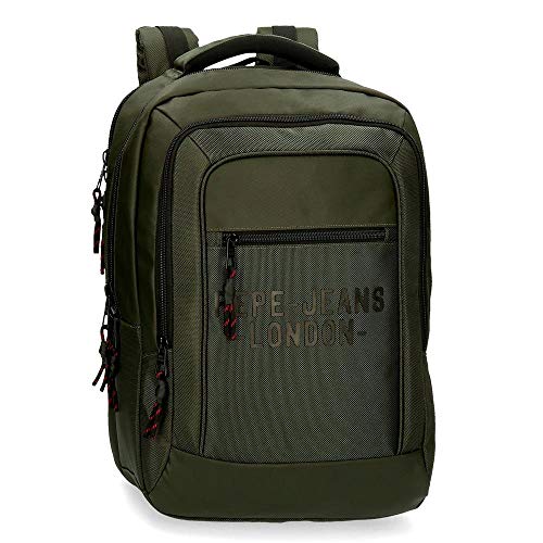 Pepe Jeans Bromley Laptop-Rucksack mit Doppelfach Grün 31x47x11 cms Polyester 15,6" 1.6L von Pepe Jeans