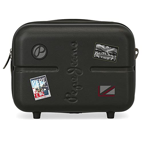 Pepe Jeans Chest Kulturbeutel mit Umhängetasche, 29 x 21 x 15 cm, Schwarz, 29x21x15 cms, Anpassbare Kulturbeutel mit Umhängetasche von Pepe Jeans