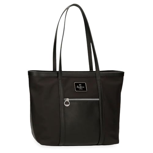 Pepe Jeans Christine Einkaufstasche, Schwarz, 40 x 29 x 14 cm, Polyester, mit Details aus Kunstleder von Joumma Bags, Schwarz, Talla única, Tragetasche Pepe Jeans Christine Einkaufstasche, Schwarz, 40 x 29 x 14 cm, Polyester, mit Details aus Kunstleder von Joumma Bags, Schwarz, Talla única, Tragetasche von Pepe Jeans