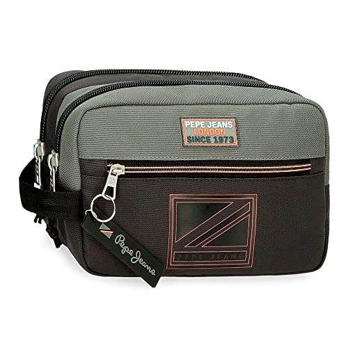 Pepe Jeans Cody Kulturbeutel Zwei Fächer Anpassbar Schwarz 22x10x9 cm Polyester von Pepe Jeans