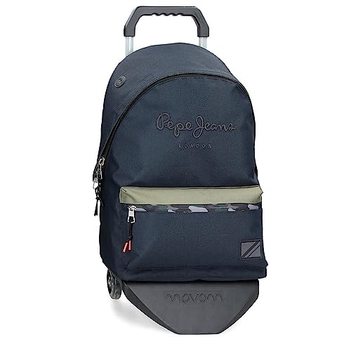 Pepe Jeans Cromwell Schulrucksack mit Trolley, Schwarz, 31 x 44 x 17,5 cm, Polyester, 23,87 l, Schwarz, Talla única, Schulrucksack mit Trolley von Pepe Jeans