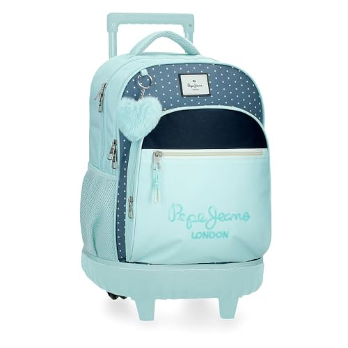 Pepe Jeans Dalma Rucksack, kompakt, 2 Räder, Blau, 32 x 43 x 21 cm, Polyester von Joumma Bags, blau, 32x43x21 cms, Kompakter Rucksack mit 2 Rädern Pepe Jeans Dalma Rucksack, kompakt, 2 Räder, Blau, 32 x 43 x 21 cm, Polyester von Joumma Bags, blau, 32x43x21 cms, Kompakter Rucksack mit 2 Rädern von Pepe Jeans