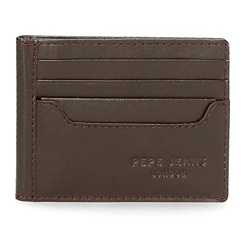 Pepe Jeans Dark Inhaber einer Kreditkarte Braun 9,5x7,5 cms Leder von Pepe Jeans