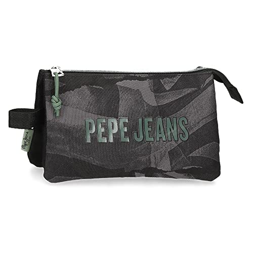 Pepe Jeans Davis Federmäppchen, dreifach, Schwarz, 22 x 12 x 5 cm, Polyester Pepe Jeans Davis Federmäppchen, dreifach, Schwarz, 22 x 12 x 5 cm, Polyester von Pepe Jeans