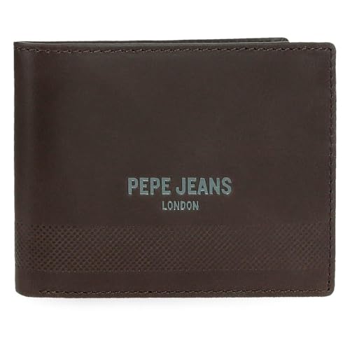 Pepe Jeans Deep Geldbörse mit Kartenfach, Braun, 11 x 8,5 x 1 cm, Leder von Joumma Bags, braun, Talla única, Brieftasche mit Kartenhalter von Pepe Jeans