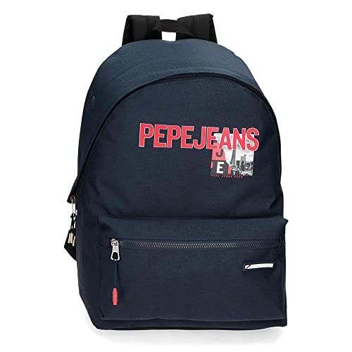 Pepe Jeans Dikran Schulrucksack, anpassbar, Blau, 31 x 44 x 15 cm, Polyester, 23,87 l, blau, Schulrucksack, anpassbar an den Trolley von Pepe Jeans