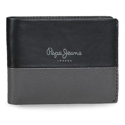 Pepe Jeans Doppelte horizontale Geldbörse mit Geldbörse, Schwarz, 11,5 x 8 x 1 cm Leder, Schwarz, Talla única, Horizontale Geldbörse mit Geldbörse von Pepe Jeans