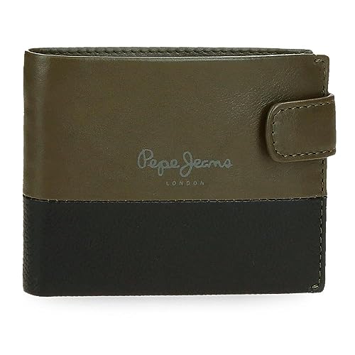 Pepe Jeans Doppelte horizontale Geldbörse mit Klickverschluss, grün, 11 x 8,5 x 1 cm Leder, grün, Talla única, Horizontale Brieftasche mit Klickverschluss Pepe Jeans Doppelte horizontale Geldbörse mit Klickverschluss, grün, 11 x 8,5 x 1 cm Leder, grün, Talla única, Horizontale Brieftasche mit Klickverschluss von Pepe Jeans