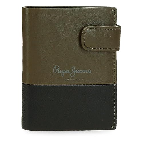 Pepe Jeans Doppelte vertikale Geldbörse mit Klickverschluss, Grün, 8,5 x 10,5 x 1 cm Leder, grün, Talla única, Vertikale Geldbörse mit Klickverschluss Pepe Jeans Doppelte vertikale Geldbörse mit Klickverschluss, Grün, 8,5 x 10,5 x 1 cm Leder, grün, Talla única, Vertikale Geldbörse mit Klickverschluss von Pepe Jeans