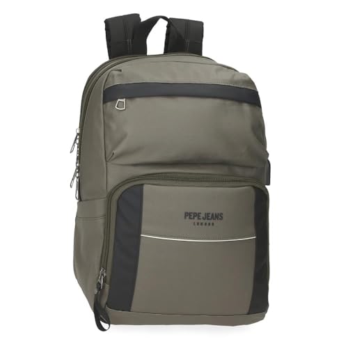 Pepe Jeans Dortmund Laptop-Rucksack, 33,8 cm, Grün, 25 x 37 x 10 cm, Polyester, 9,25 l, grün, laptoprucksack von Pepe Jeans