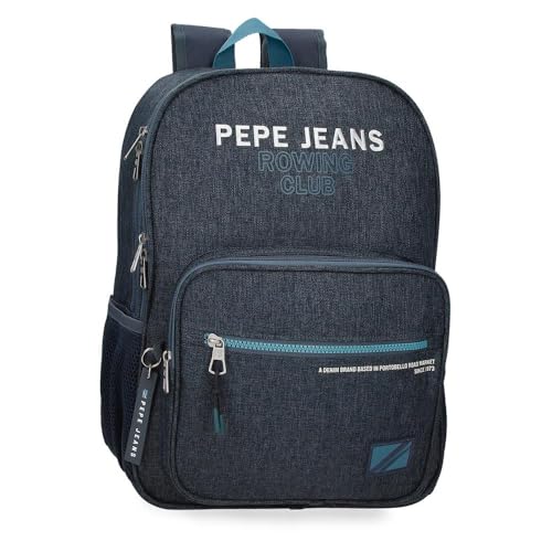 Pepe Jeans Edmon Schulrucksack, Blau, 30 x 40 x 12 cm, Polyester, 15,6 l, blau, Schulrucksack von Pepe Jeans