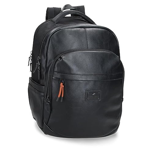 Pepe Jeans Egham Rucksack aus Polyester und Kunstlederdetails, Schwarz, Schwarz, Talla única, PC-Rucksack von Pepe Jeans