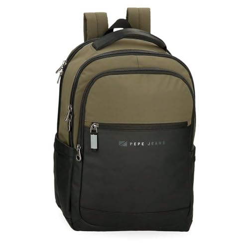 Pepe Jeans Jarvis Rucksack für Notebook 39,6 cm (15,6 Zoll), Grün, 31 x 44 x 15 cm, Kunstleder und Polyester, 20,46 l, von Joumma Bags, grün, Kindergarten-Rucksack von Pepe Jeans