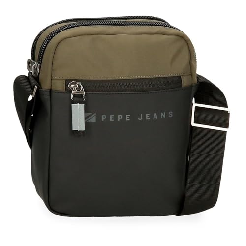 Pepe Jeans Jarvis Umhängetasche, mittelgroß, Schwarz, 17 x 22 x 6 cm, Polyester mit Details aus Kunstleder Pepe Jeans Jarvis Umhängetasche, mittelgroß, Schwarz, 17 x 22 x 6 cm, Polyester mit Details aus Kunstleder von Pepe Jeans