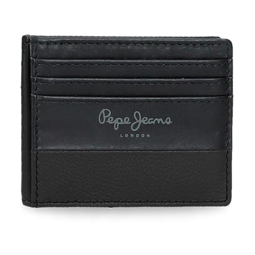 Pepe Jeans Joumma Bags Doppel-Kartenetui, Schwarz, 9,5 x 7,5 cm, Leder, Schwarz, Talla única, Kartenhalter von Pepe Jeans