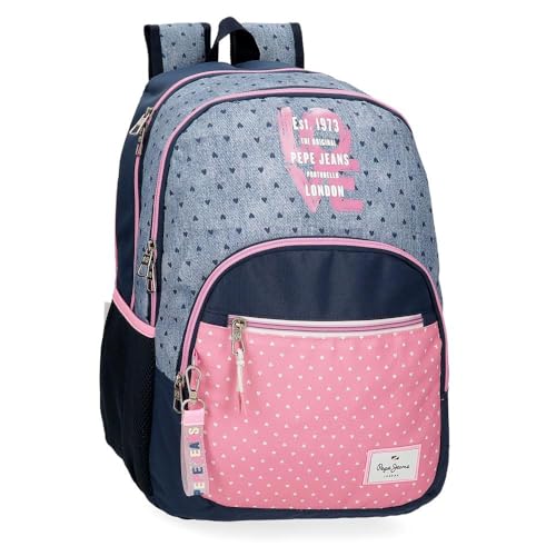 Pepe Jeans Joumma Bags Noni Denim Rucksack mit Doppelfach, Mehrfarbig, 32 x 44 x 22 cm, Polyester, 25,81 l, bunt, Rucksack mit doppeltem Fach Pepe Jeans Joumma Bags Noni Denim Rucksack mit Doppelfach, Mehrfarbig, 32 x 44 x 22 cm, Polyester, 25,81 l, bunt, Rucksack mit doppeltem Fach von Pepe Jeans