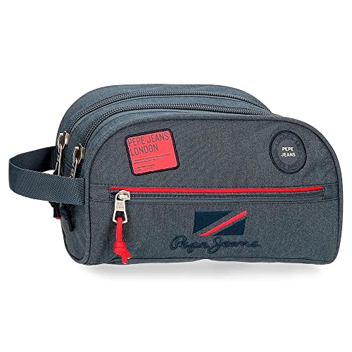 Pepe Jeans Kay Kulturbeutel Zwei Fächer Anpassbar Blau 26x16x12 cm Polyester von Pepe Jeans