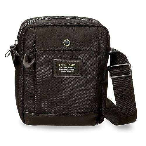 Pepe Jeans Herren Leighton Luggage Messenger Bag, schwarz/weiß, Einheitsgröße, Mittelgroße Umhängetasche von Pepe Jeans