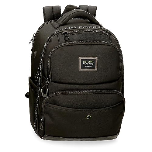 Pepe Jeans Herren Leighton Luggage Messenger Bag, schwarz/weiß, Einheitsgröße, Doppelter Rucksack von Pepe Jeans