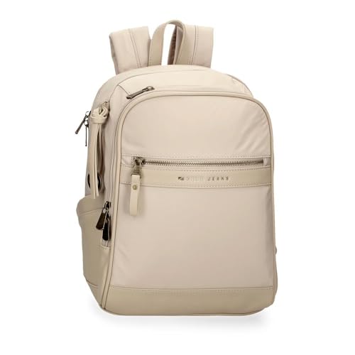 Pepe Jeans Morgan Laptop-Rucksack, 33,8 cm, Beige, 25 x 37 x 10 cm, Polyester und PU, 9,25 l von Joumma Bags, Beige, Talla única, laptoprucksack von Pepe Jeans