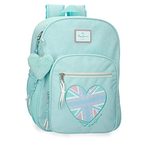 Pepe Jeans Nerea Rucksack mit zwei Fächern, anpassbar an Trolley, blau, 30 x 40 x 13 cm, Polyester, 15,6 l von Pepe Jeans