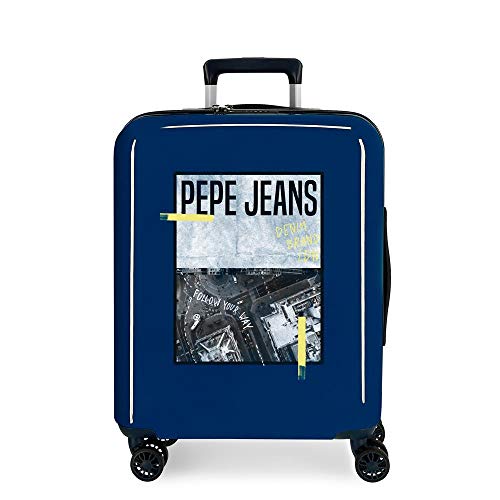 Pepe Jeans Nolan Kabinentasche, Blau, 40 x 55 x 20 cm, starr, ABS, integrierter TSA-Verschluss, 38,4 l, 2 kg, 4 Doppelräder, Handgepäck. von Pepe Jeans