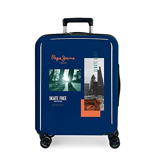 Pepe Jeans Nolan Kabinentasche, Blau, 40 x 55 x 20 cm, starr, ABS, integrierter TSA-Verschluss, 38,4 l, 2 kg, 4 Doppelräder, Handgepäck. von Pepe Jeans