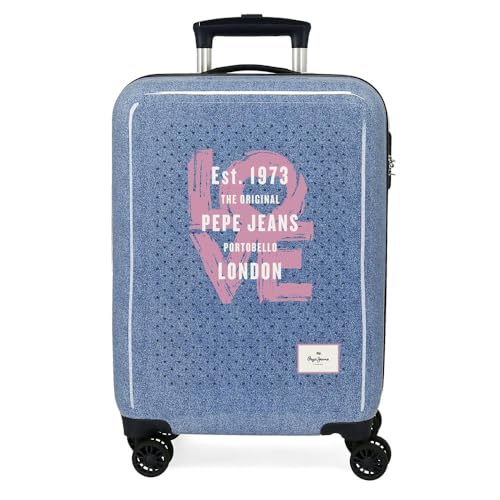 Pepe Jeans Noni Denim Kabinenkoffer, Mehrfarbig, 38 x 55 x 20 cm, ABS mit TSA-Verschluss, 34 l, 2 kg, 4 Doppelrollen, Handgepäck von Joumma Bags, bunt, Kabinenkoffer von Pepe Jeans