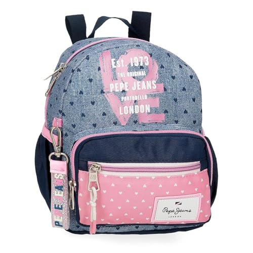 Pepe Jeans Noni Denim Rucksack, Mehrfarbig, 19 x 23 x 8 cm, Polyester von Joumma Bags, bunt, Wanderrucksack von Pepe Jeans