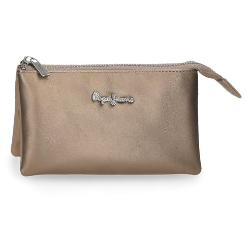 Pepe Jeans Ruby Kulturbeutel mit drei Fächern, Beige, 17,5 x 9,5 x 2 cm, Polyester und PU, 0,33 l, von Joumma Bags, Beige, Talla única, Kulturbeutel mit drei Fächern Pepe Jeans Ruby Kulturbeutel mit drei Fächern, Beige, 17,5 x 9,5 x 2 cm, Polyester und PU, 0,33 l, von Joumma Bags, Beige, Talla única, Kulturbeutel mit drei Fächern von Pepe Jeans