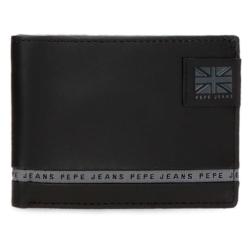 Pepe Jeans Tape Horizontale Geldbörse mit Geldbörse, Schwarz, 11 x 8 x 1 cm, Leder von Joumma Bags, Schwarz, Talla única, Horizontale Geldbörse mit Münzfach von Pepe Jeans