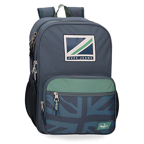 Pepe Jeans Tom Schulrucksack mit zwei Fächern Blau 30x40x13 cm Polyester 15,6L von Pepe Jeans