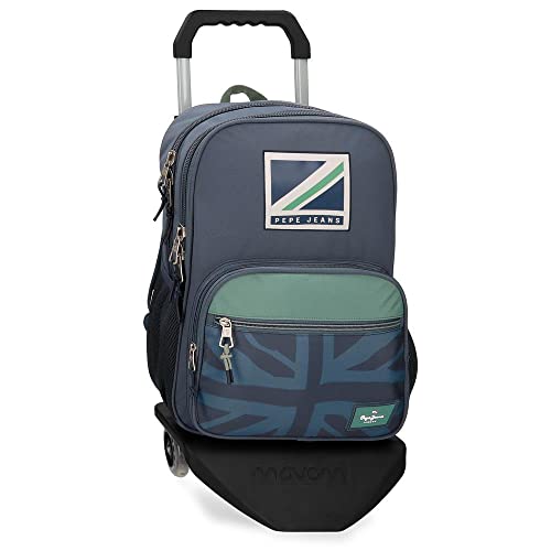 Pepe Jeans Tom Schulrucksack mit zwei Fächern und Trolley Blau 30x40x12 cm Polyester 15,6L Pepe Jeans Tom Schulrucksack mit zwei Fächern und Trolley Blau 30x40x12 cm Polyester 15,6L von Pepe Jeans