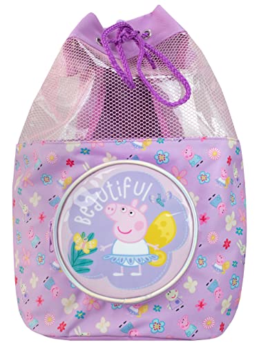 Peppa Pig Schwimmen Tasche Mädchen Strand Pool Schwimmen Drawstring Rucksack Lila von Peppa Pig