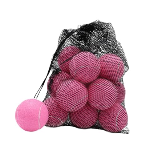 Perfeclan 18 Stück Tennisbälle, Trainingsbälle, Bälle für Haustiere, Hunde, Übung, 2,52 Zoll Durchmesser, elastische Bälle, verschleißfest, für Schlägersport, Rosa von Perfeclan