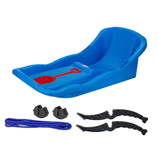 Perfeclan 35-Zoll-Schneeschlitten-Abfahrtsschlitten für Erwachsene und Kinder, großer Winterspielzeug-Gras-Sand-Rutschschlitten für Outdoor-Aktivitäten im, Blau von Perfeclan