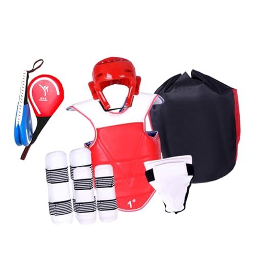 Perfeclan 6-teiliges Taekwondo-Schutzset mit Arm- und Beinschützern, Brustschutz, komplett mit Tasche, Karate-Sparring-Ausrüstungsset für Kampfkunst, ROT, 150 bis 160cm Perfeclan 6-teiliges Taekwondo-Schutzset mit Arm- und Beinschützern, Brustschutz, komplett mit Tasche, Karate-Sparring-Ausrüstungsset für Kampfkunst, ROT, 150 bis 160cm von Perfeclan