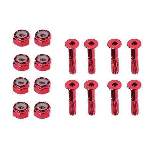 Perfeclan 8pcs Longboard/Skateboard Schrauben Montagesatz Hardware Set, rot von Perfeclan