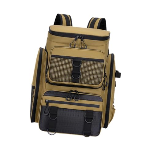 Perfeclan Angelrucksack, Geschenk für Männer, Tasche für Angelausrüstung, Mehrzweck-Rucksack, Tackle Box Stores, Angeltasche zum Laufen, Wandern, Rucksackreisen, Khaki von Perfeclan