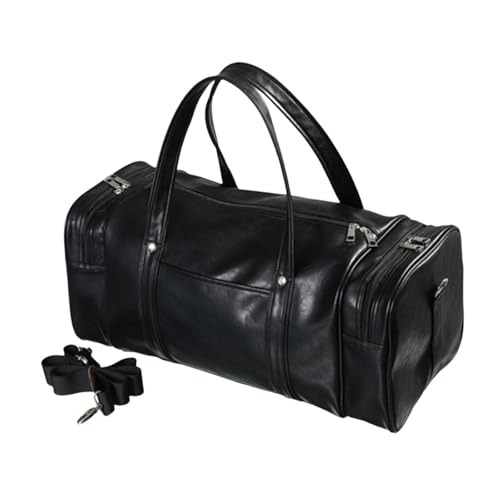 Perfeclan Barrel Reisetasche PU Übernachtungstasche Duffle Bag für Outdoor-Geschäftsreisen, Schwarz von Perfeclan