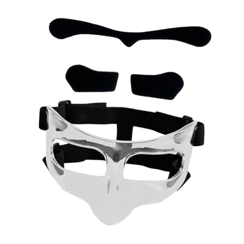 Perfeclan Basketball-Maske, Gesichtsschutz für gebrochene Nasen beim Sport mit Polsterung, Gesichtsschutzmaske Basketball Nasenschutz für Fußball, Softball, Klarer schwarzer Aufkleber von Perfeclan